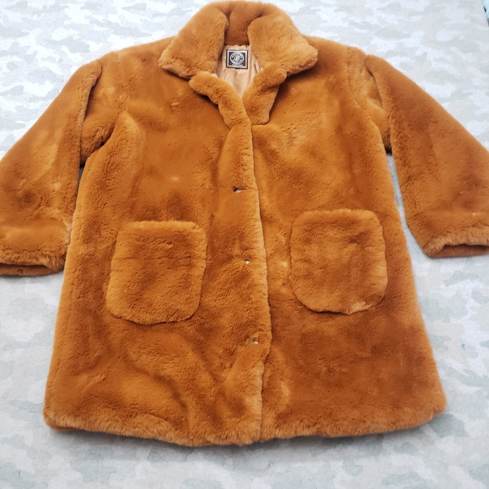 Double D Ranch Faux Fur Coat Women 1X Brown Western